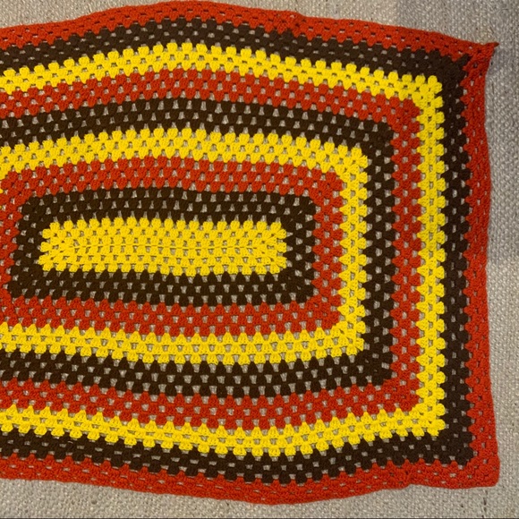 Vintage Fall Autumn Handmade Knit Afghan Blanket - Picture 5 of 7
